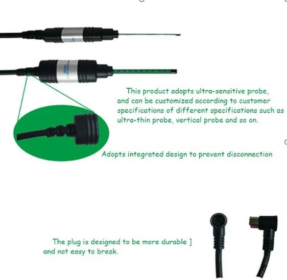 Ultra-sensitive Gaussmeter axial probe featuring an integrated design and durable connector plug.