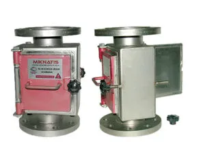 Pair of compact cylindrical magnetic plate units designed for seamless integration into existing pipelines.