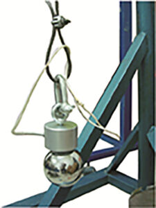 Compact electro magnet lifting a steel sphere.