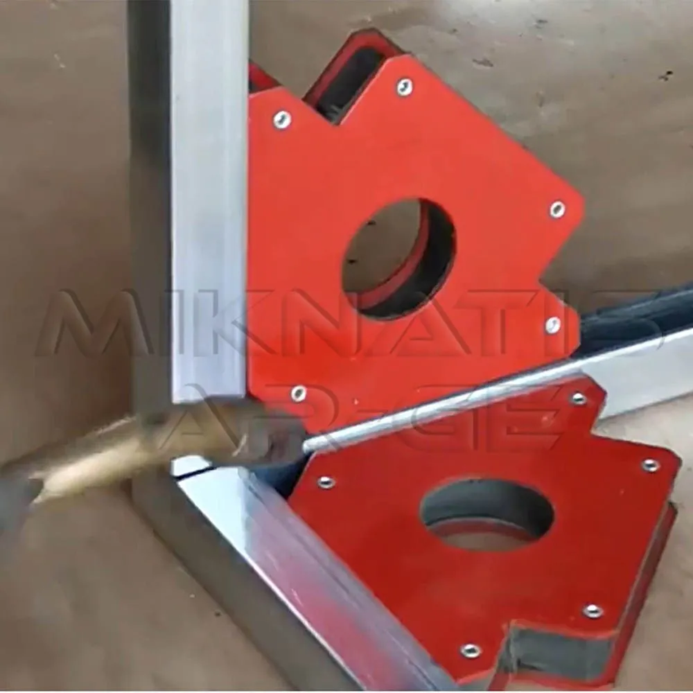 Magnetic Miters - Detail view of a welding magnet with strong grip
